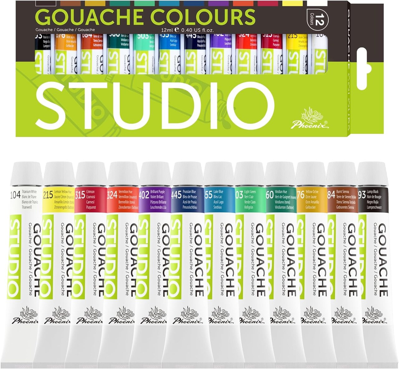 Gouache Paint Tubes - 12x12ml / 0.4 Fl Oz Non-toxic Gouache Painting Supplies Art Paints Set for Adults, Beginners, Students
